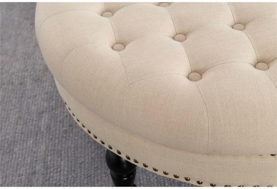 Round Ottoman in Natural