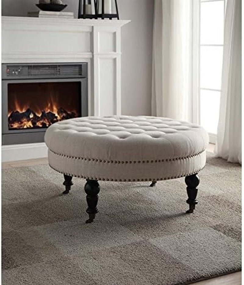 Round Ottoman in Natural