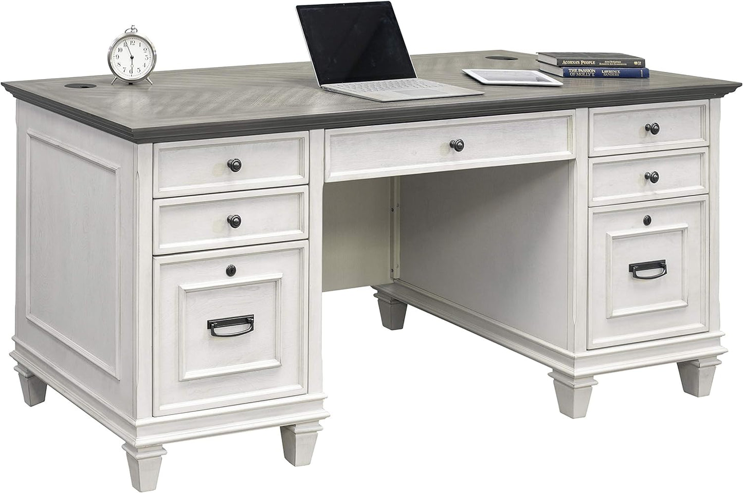 Double Pedestal Desk, White