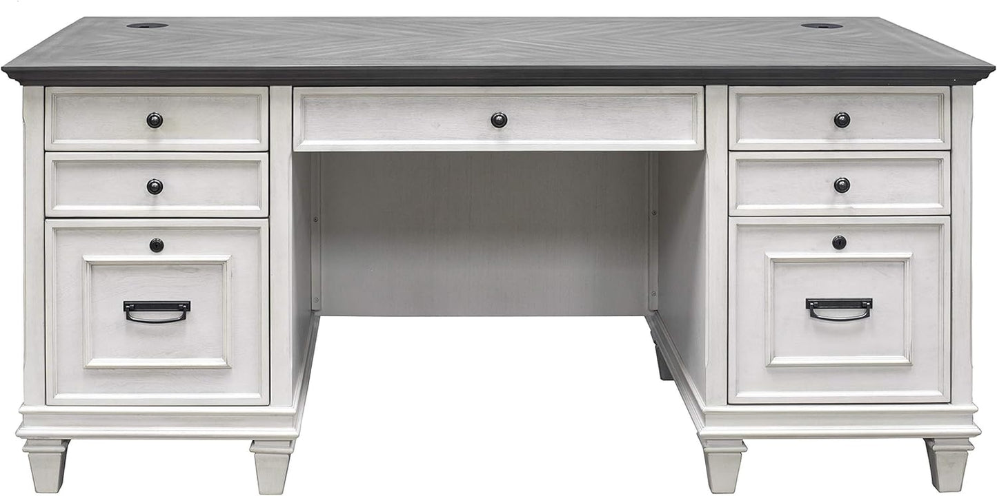 Double Pedestal Desk, White