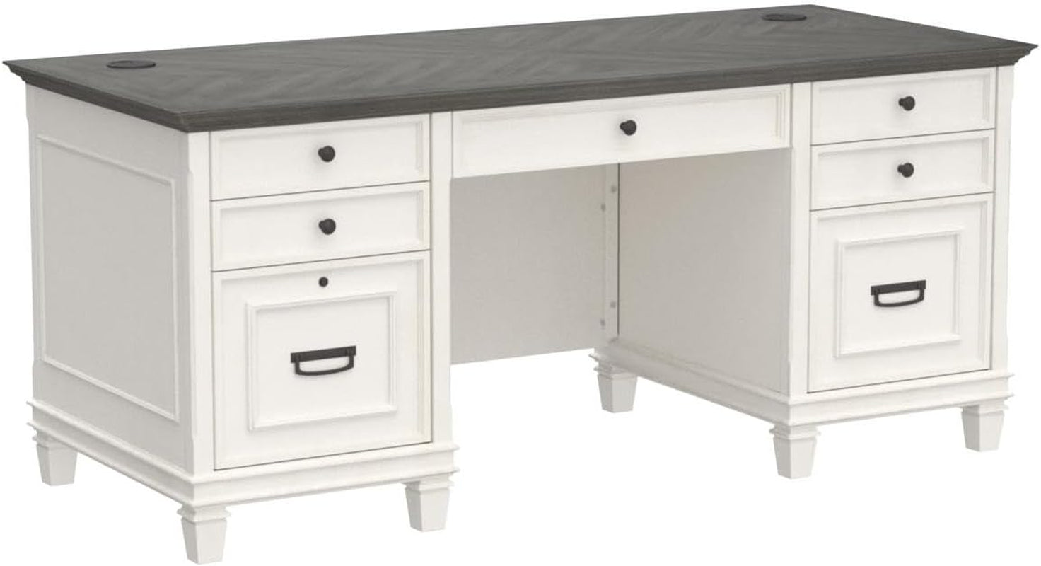 Double Pedestal Desk, White