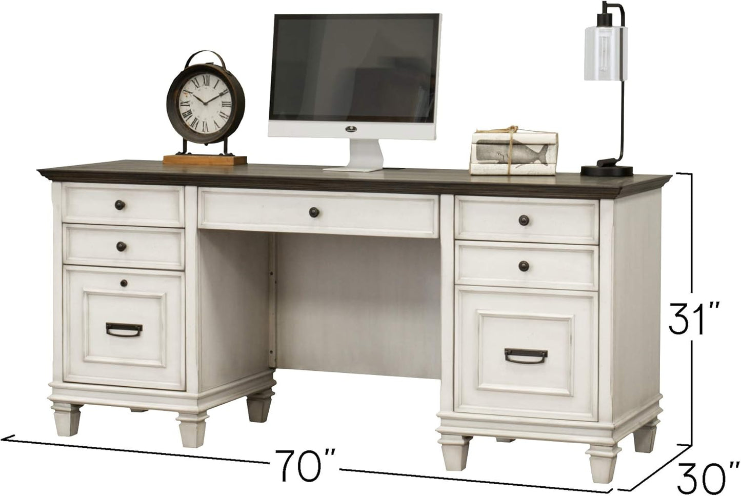 Double Pedestal Desk, White