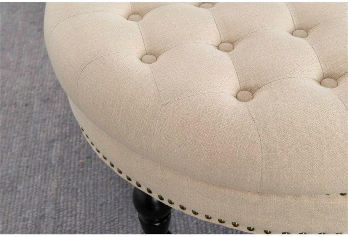 Round Ottoman in Natural