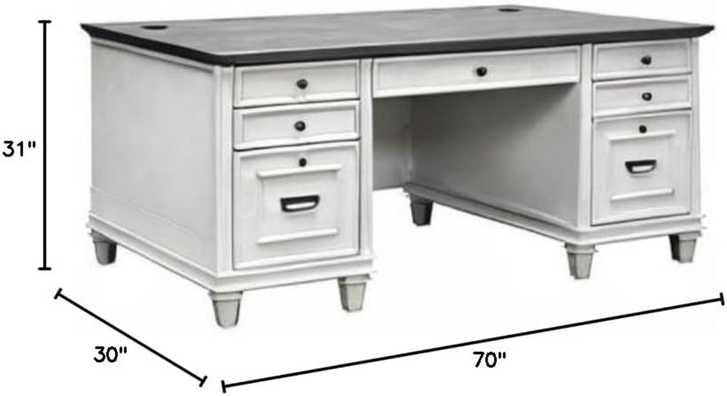 Double Pedestal Desk, White