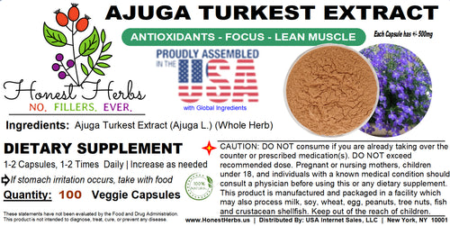 Ajuga Turkest Extract - Immune Function, Lean Muscle, Antioxidant 100 Caps 500Mg