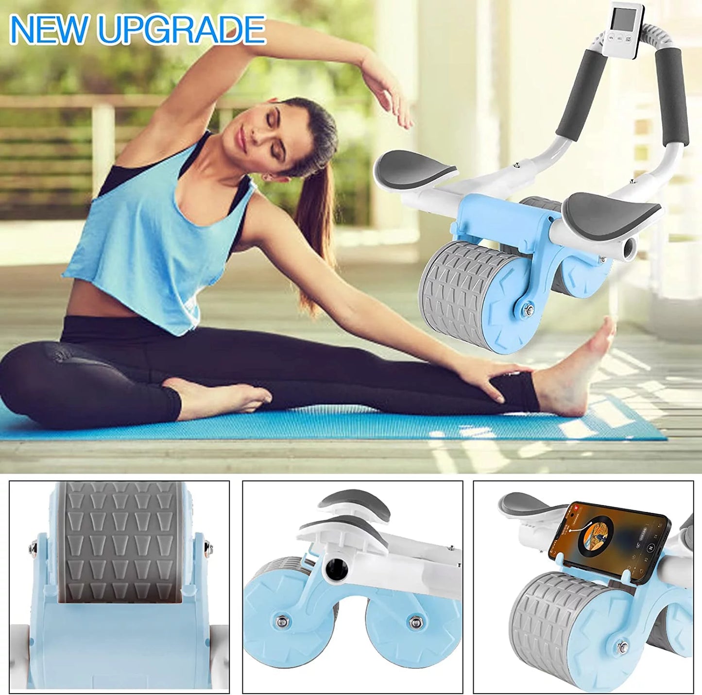 Abdominal Exercise Roller with Timer and Elbow Support for Core Strength Training