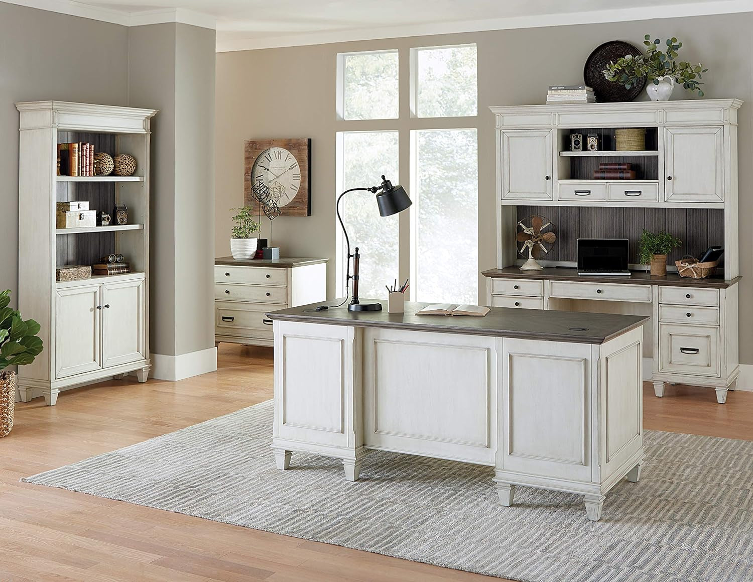 Double Pedestal Desk, White