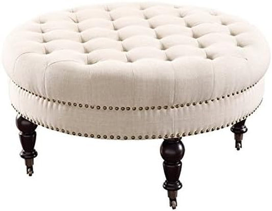 Round Ottoman in Natural